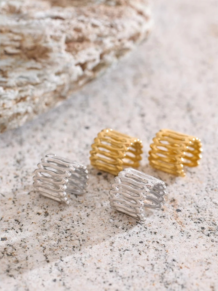Layered modern adjustable ear bone clip earrings - product image