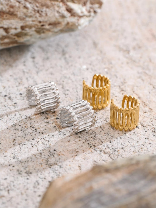 Layered modern adjustable ear bone clip earrings - product image