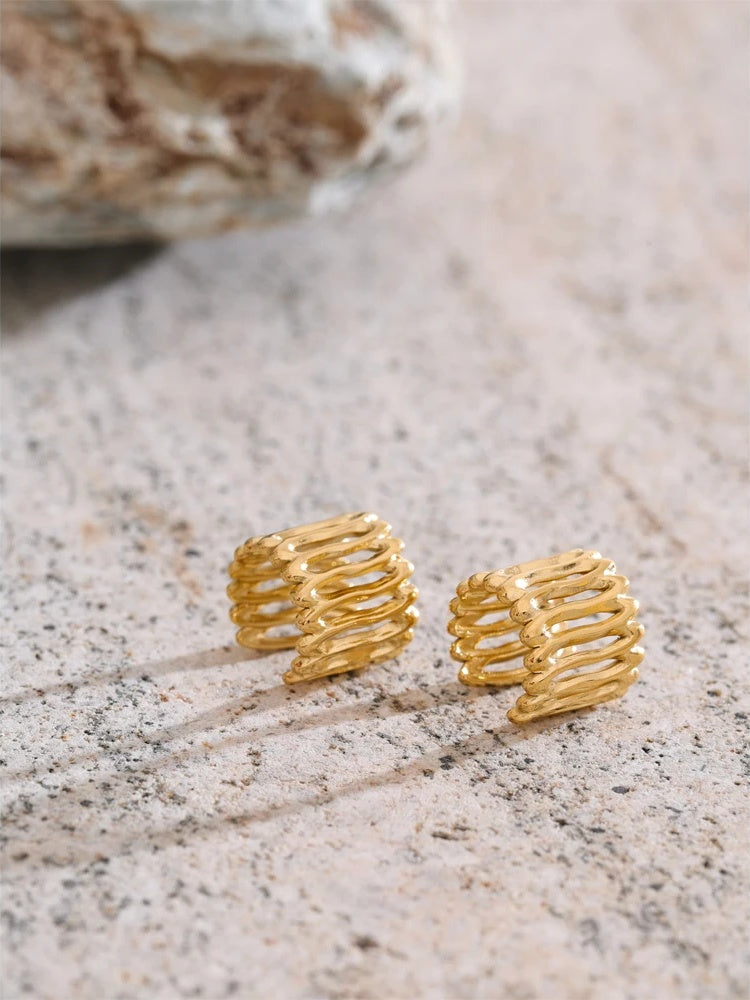 Layered modern adjustable ear bone clip earrings - product image