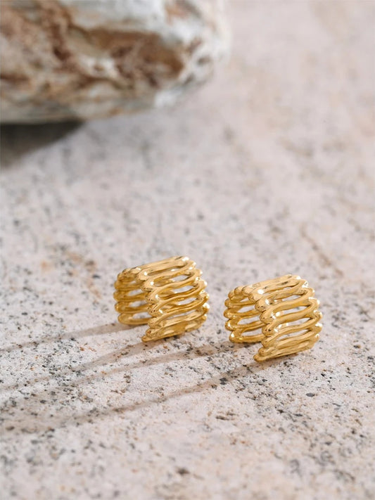Layered modern adjustable ear bone clip earrings - product image