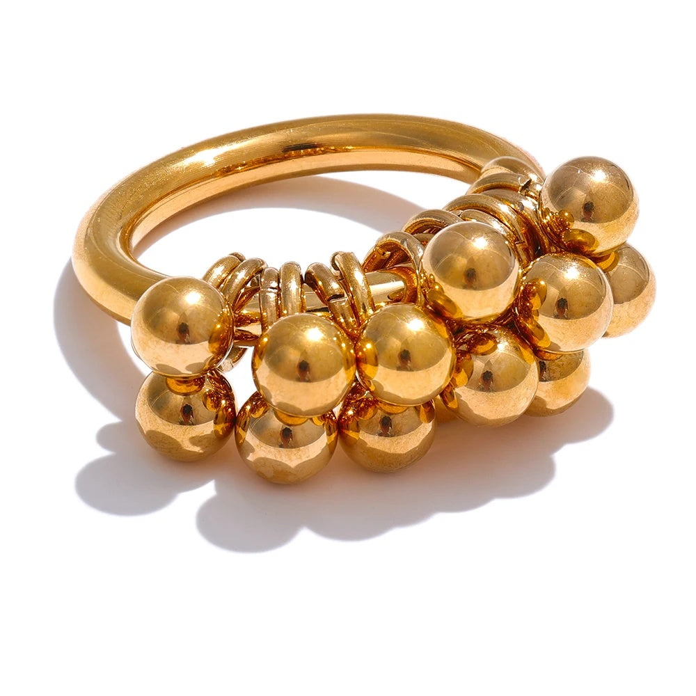 Layered round beads texture party finger ring - product image