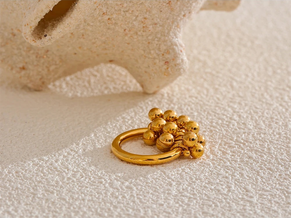 Layered round beads texture party finger ring - product image