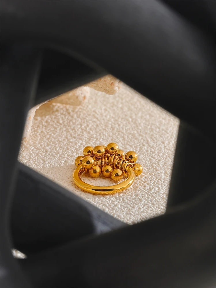 Layered round beads texture party finger ring - product image