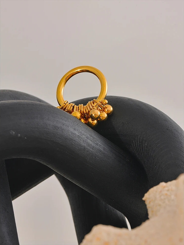 Layered round beads texture party finger ring - product image