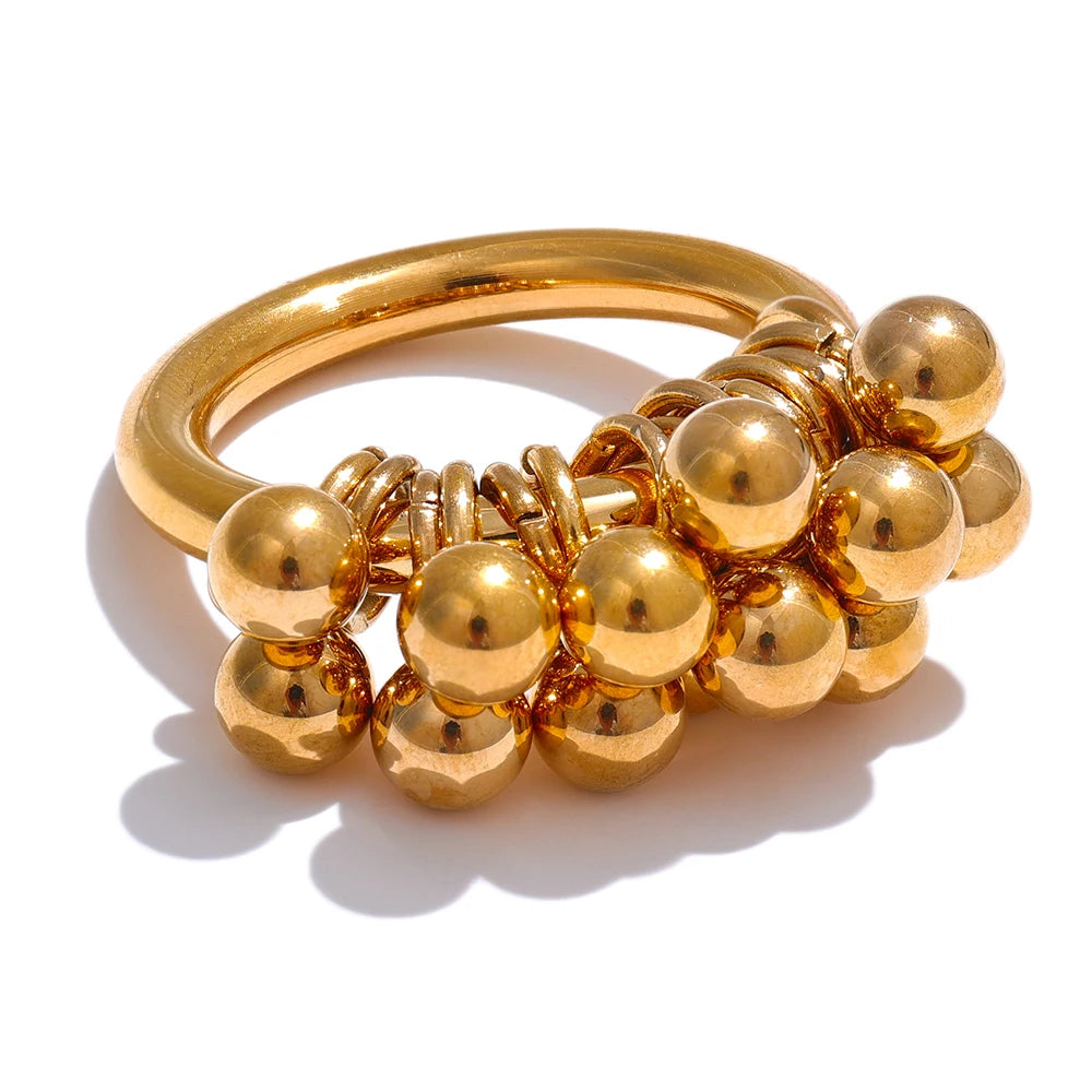 Layered round beads texture party finger ring - product image