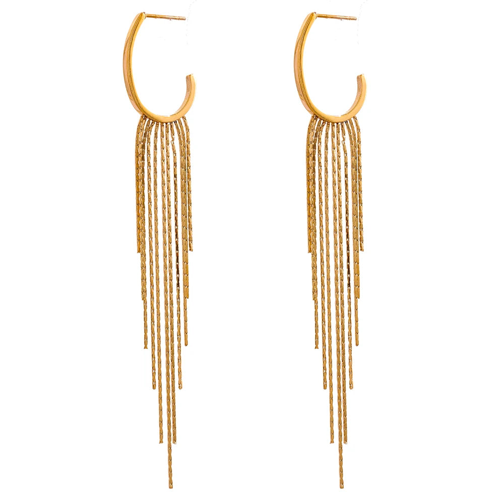 Long tassel abstract drop dangle earrings - product image