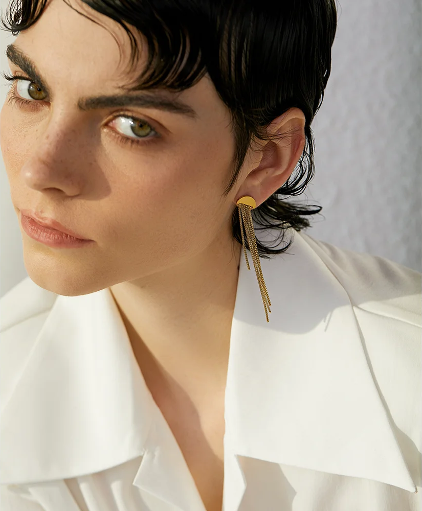 Long tassel drop dangle modern party earrings - product image