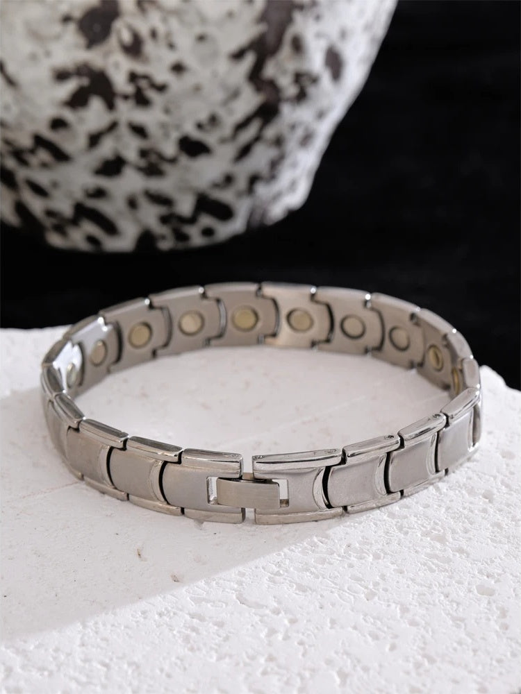 Magnetic chain polished stainless steel bracelet - product image