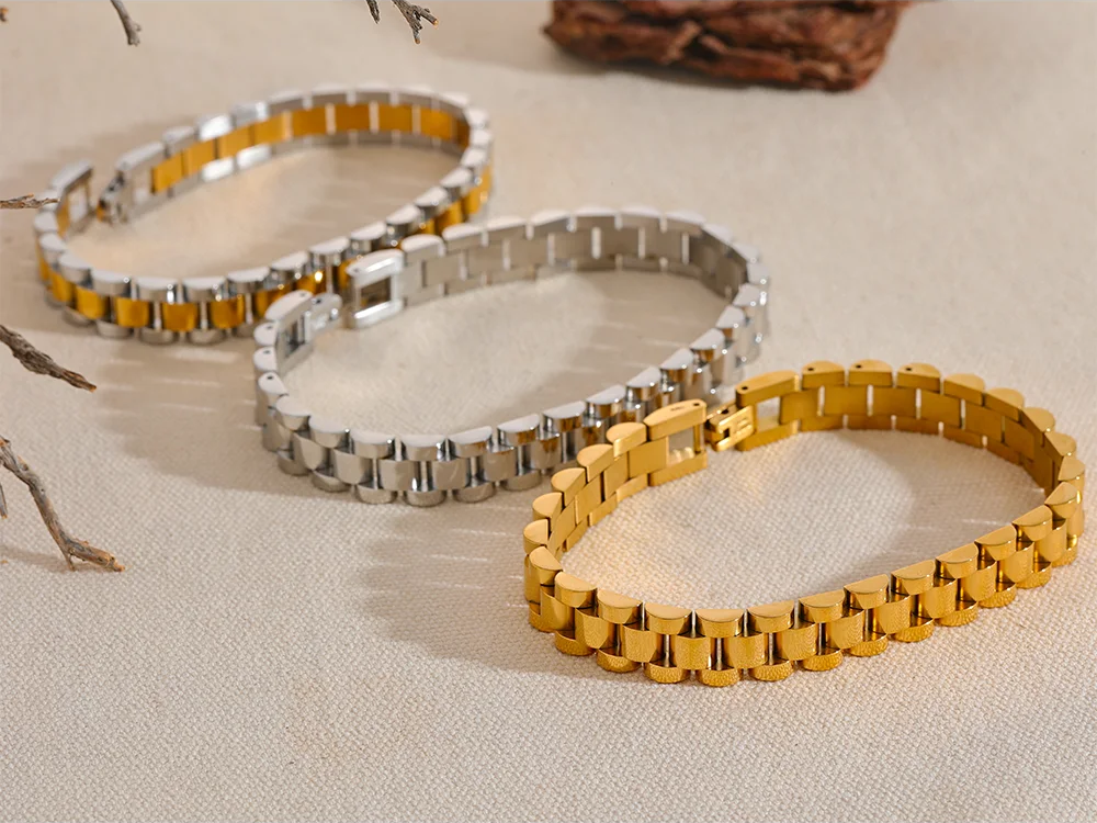 Men stainless steel metal cuban chain bracelet - product image