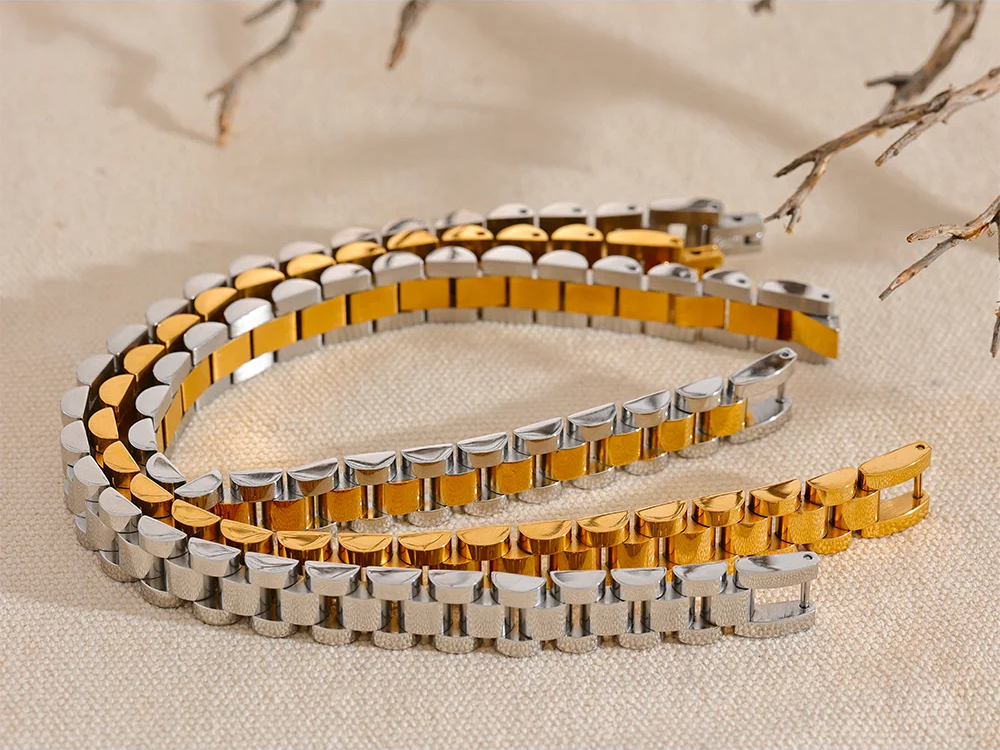 Men stainless steel metal cuban chain bracelet - product image