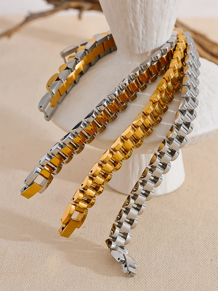 Men stainless steel metal cuban chain bracelet - product image