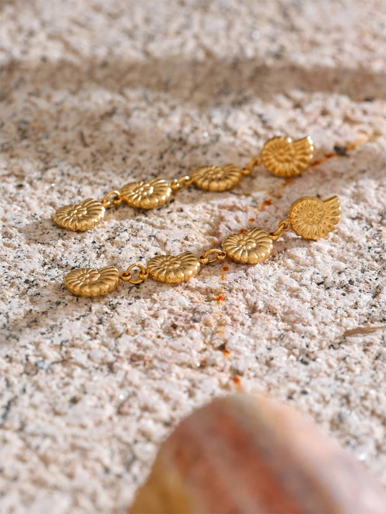Metal conch long hanging drop earrings summer beach - product image
