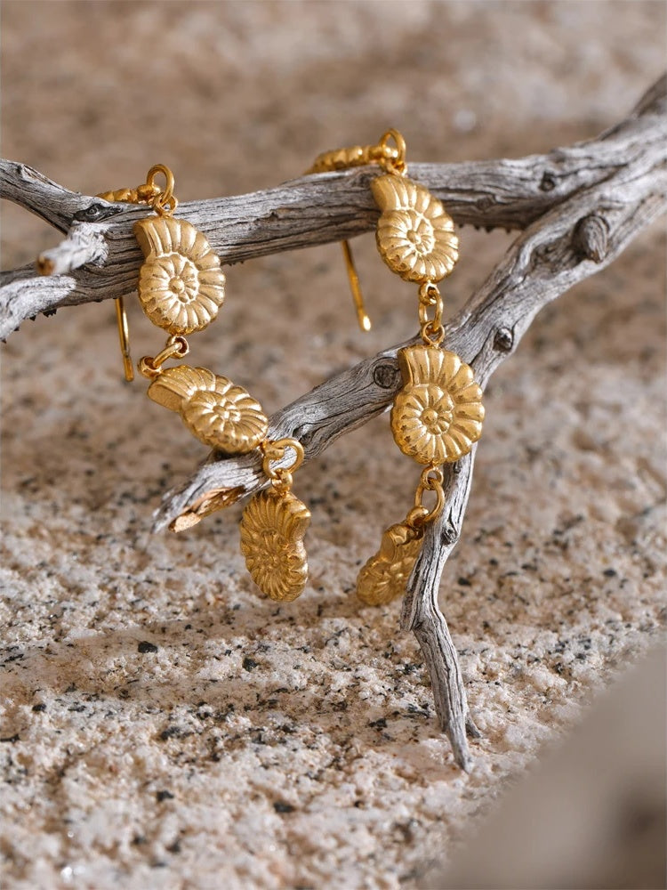 Metal conch long hanging drop earrings summer beach - product image