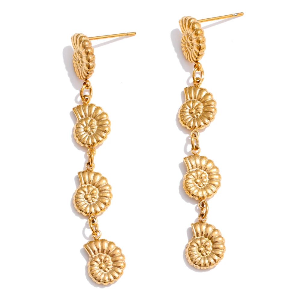 Metal conch long hanging drop earrings summer beach - product image