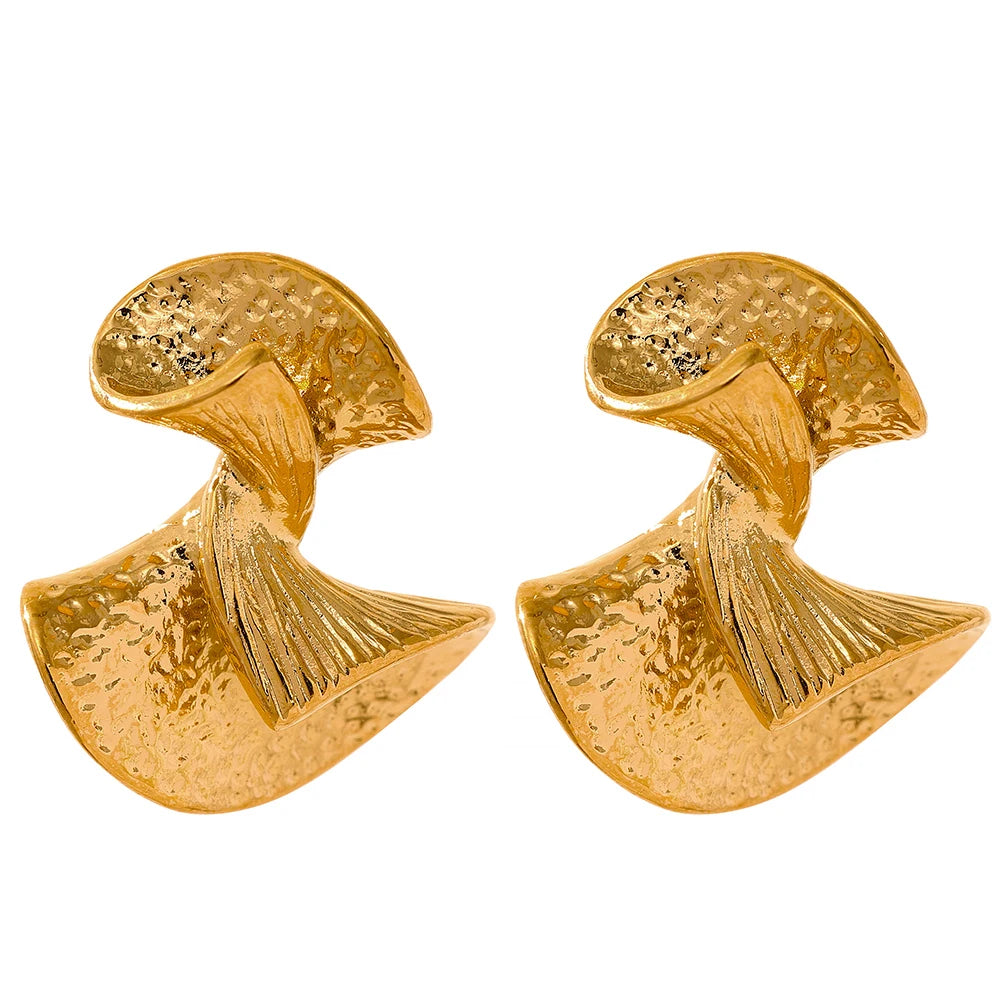 Metal fan charm stud earrings women - product image