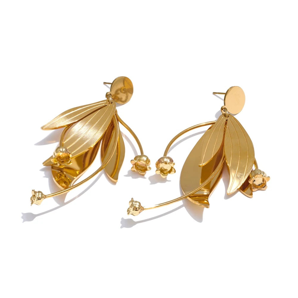 Metal flower creative drop modern earrings - product image