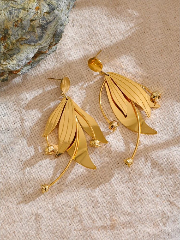 Metal flower creative drop modern earrings - product image