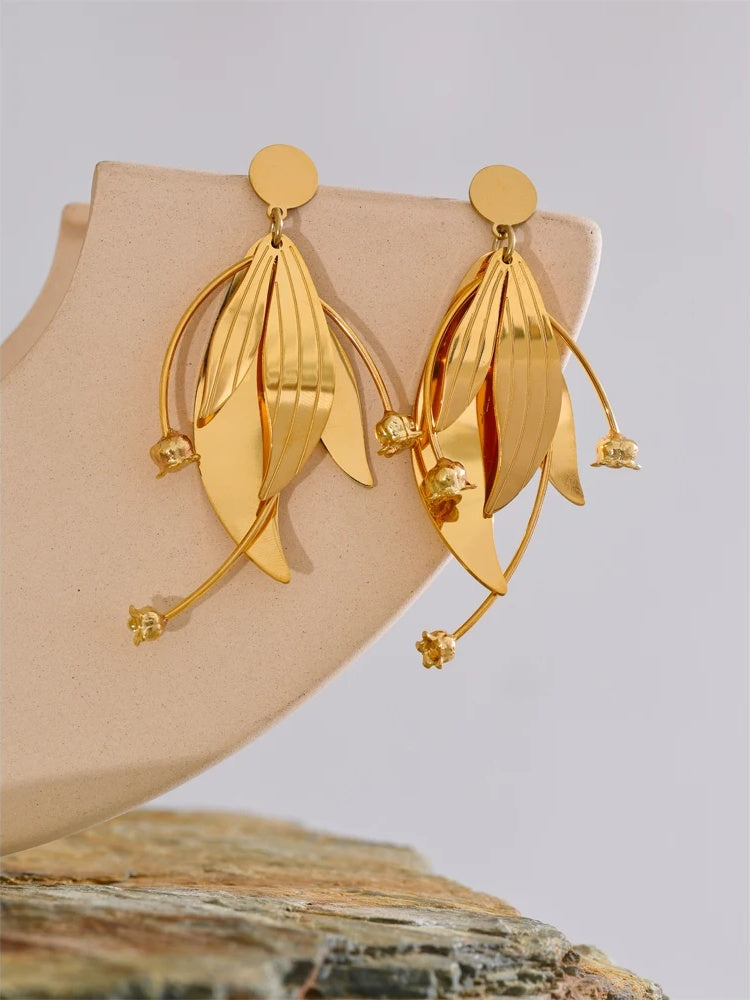 Metal flower creative drop modern earrings - product image
