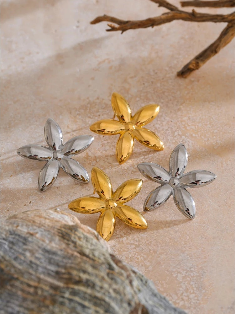 Metal flower stud earrings women's summer daily - product image