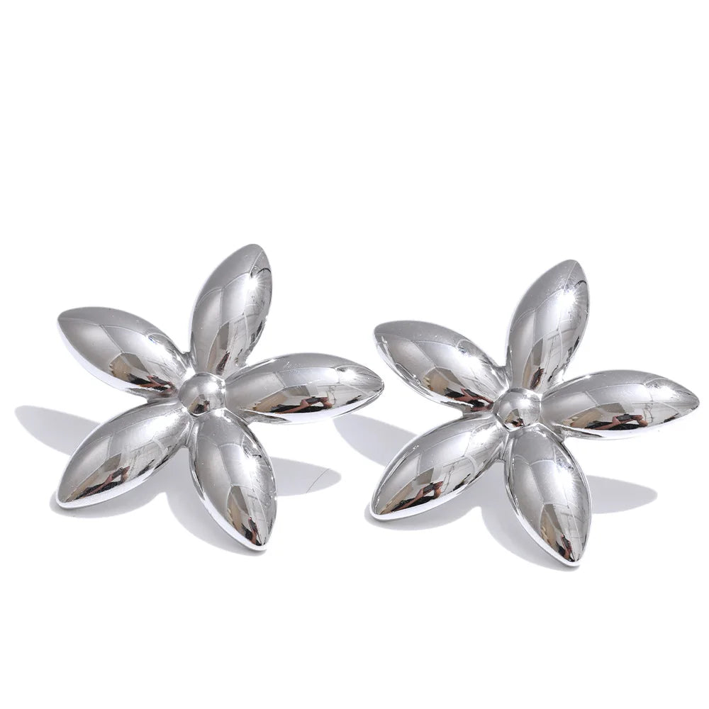 Metal flower stud earrings women's summer daily - product image