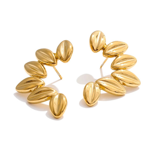 Metal leaf stud earrings tarnish resistant - product image