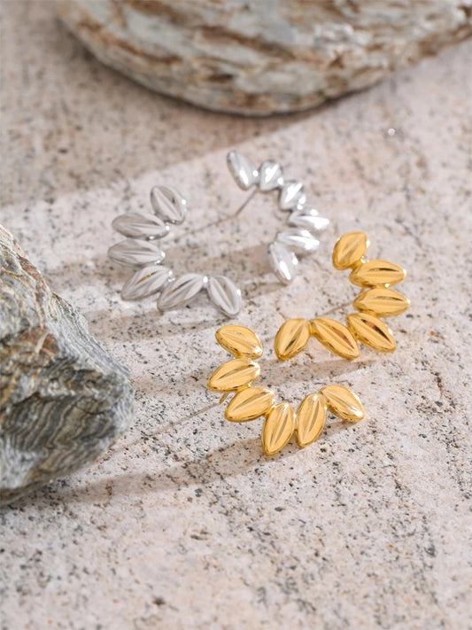 Metal leaf stud earrings tarnish resistant - product image