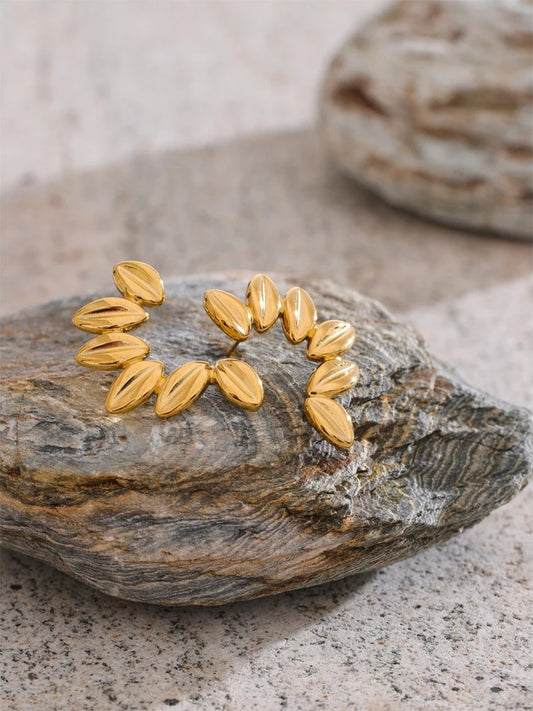 Metal leaf stud earrings tarnish resistant - product image