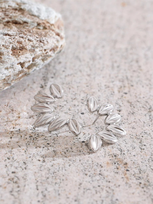 Metal leaf stud earrings tarnish resistant - product image