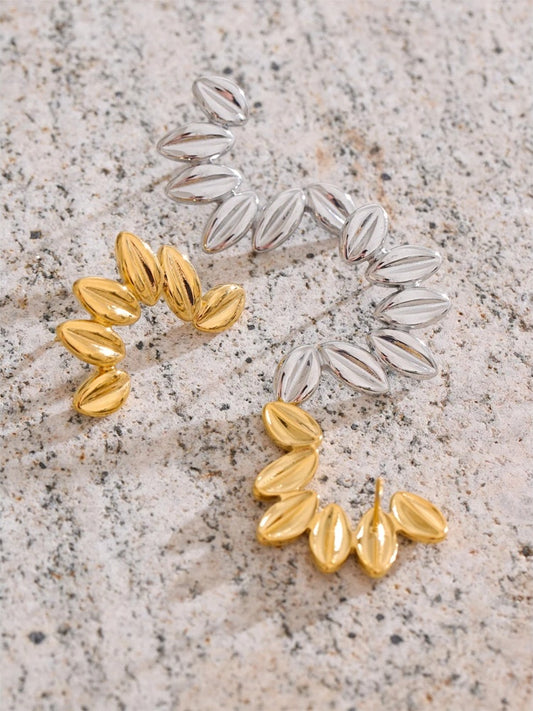 Metal leaf stud earrings tarnish resistant - product image