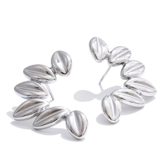 Metal leaf stud earrings tarnish resistant - product image