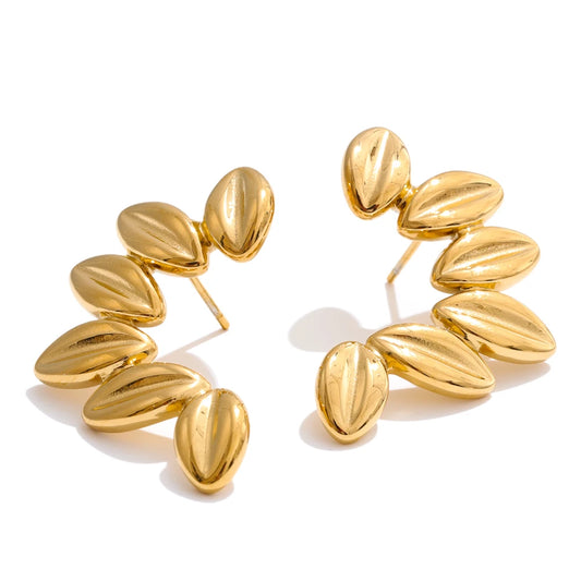 Metal leaf stud earrings tarnish resistant - product image