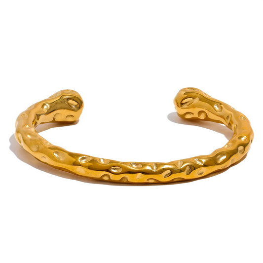 Metal minimalist open cuff bracelet bangle gold color - product image