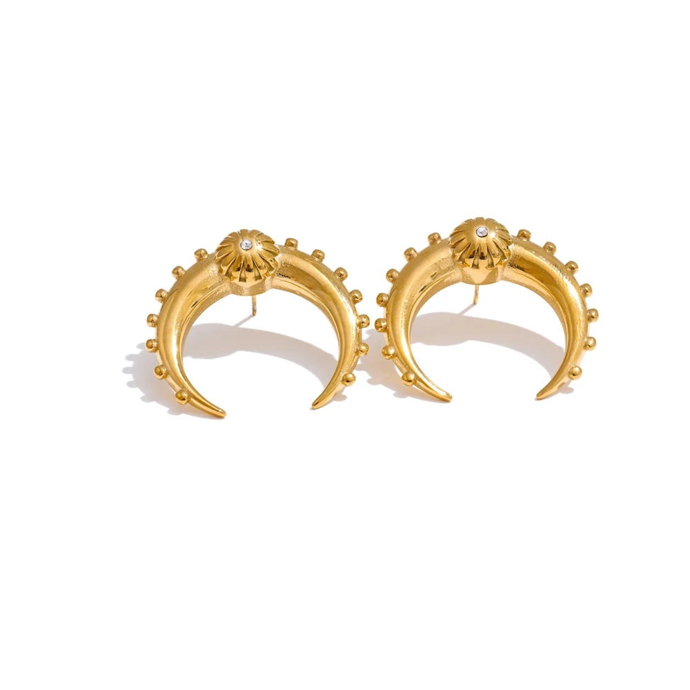 Metal moon daily stud earrings - product image