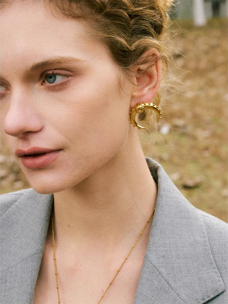 Metal moon daily stud earrings - product image