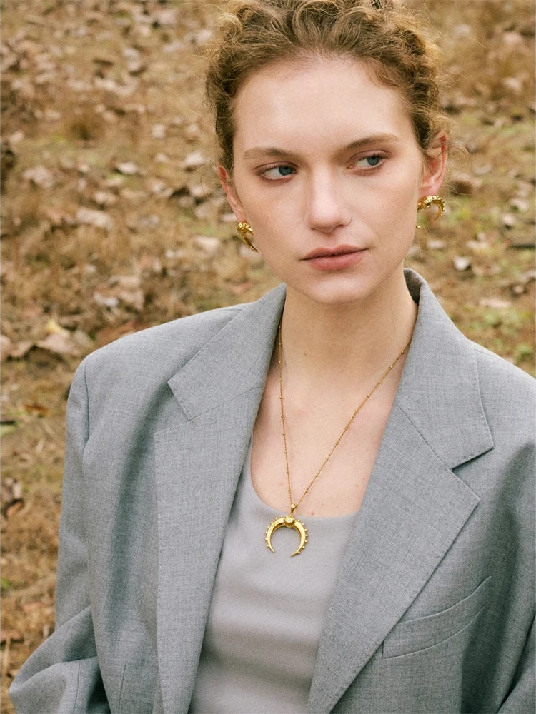 Metal moon daily stud earrings - product image