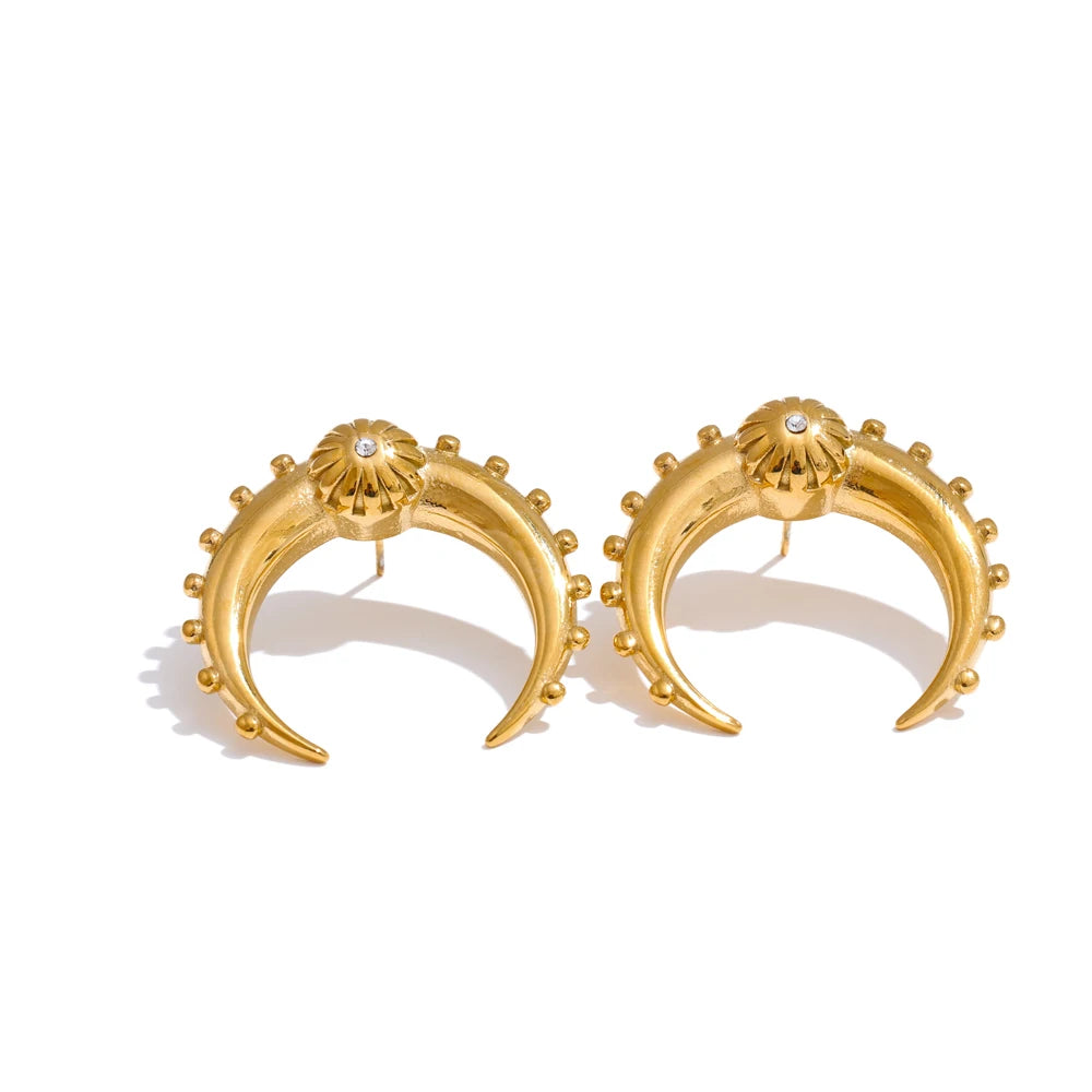 Metal moon daily stud earrings - product image