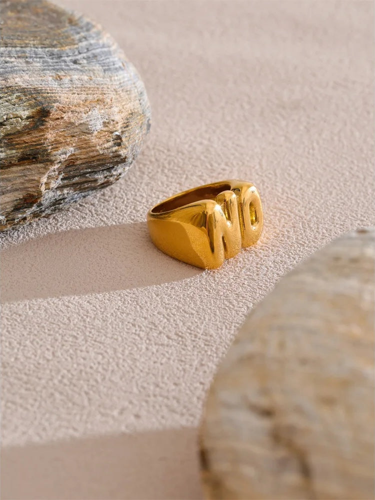 Metal on letter cast smooth ring - product image