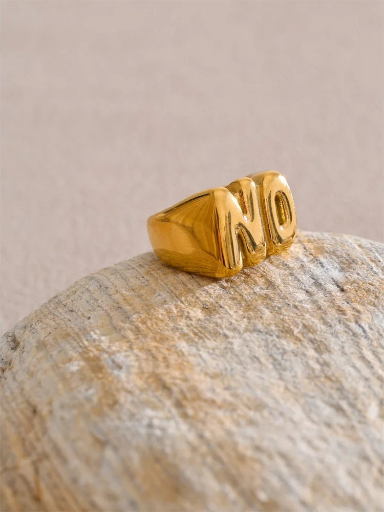 Metal on letter cast smooth ring - product image