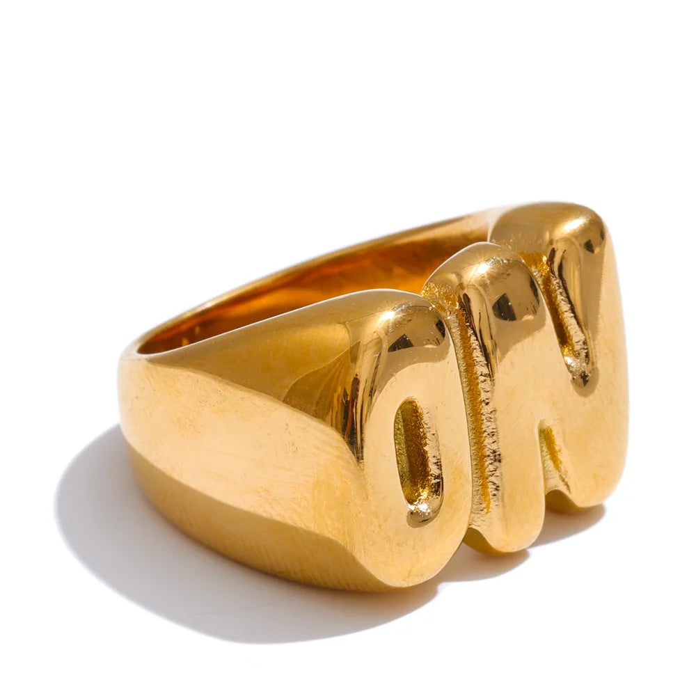 Metal on letter cast smooth ring - product image