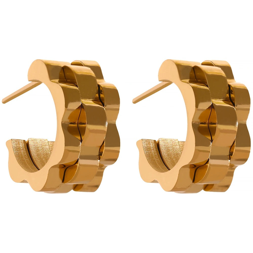 Metal texture abstract hoop earrings - product image