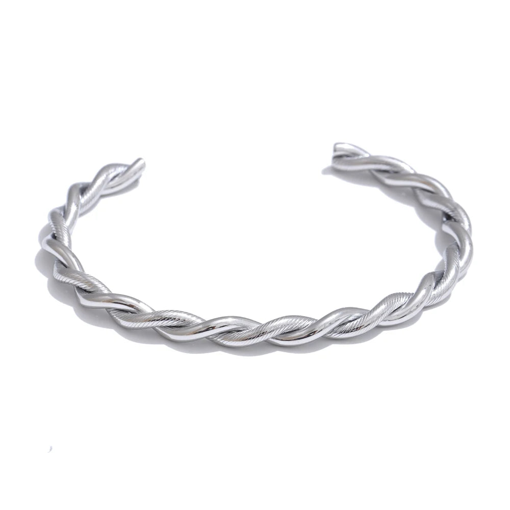 Metal twist minimalist cuff bracelet - product image