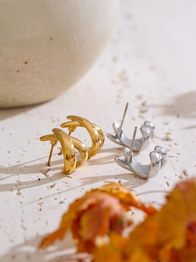 Metal x-shape stud earrings women - product image