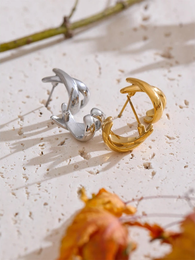 Metal x-shape stud earrings women - product image