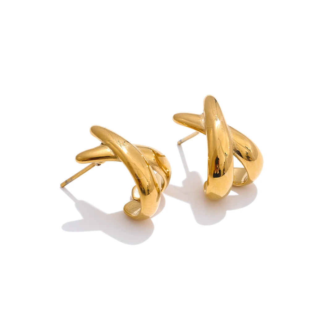 Metal x-shape stud earrings women - product image