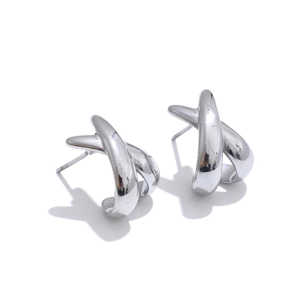 Metal x-shape stud earrings women - product image