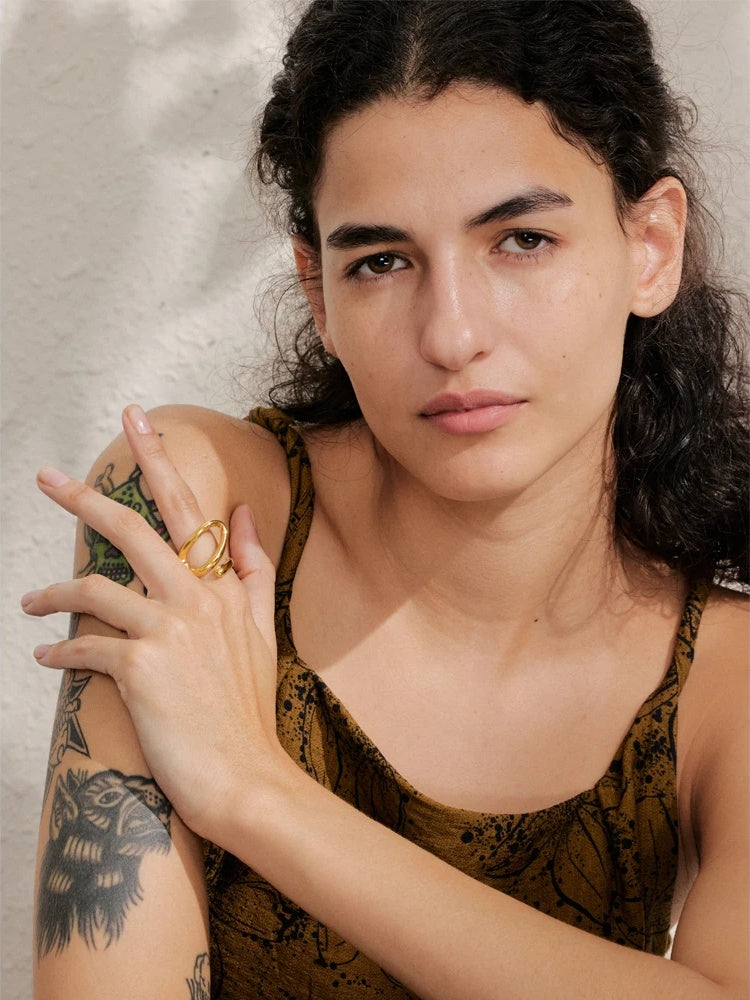 Minimalist abstract stainless steel daily ring - product image