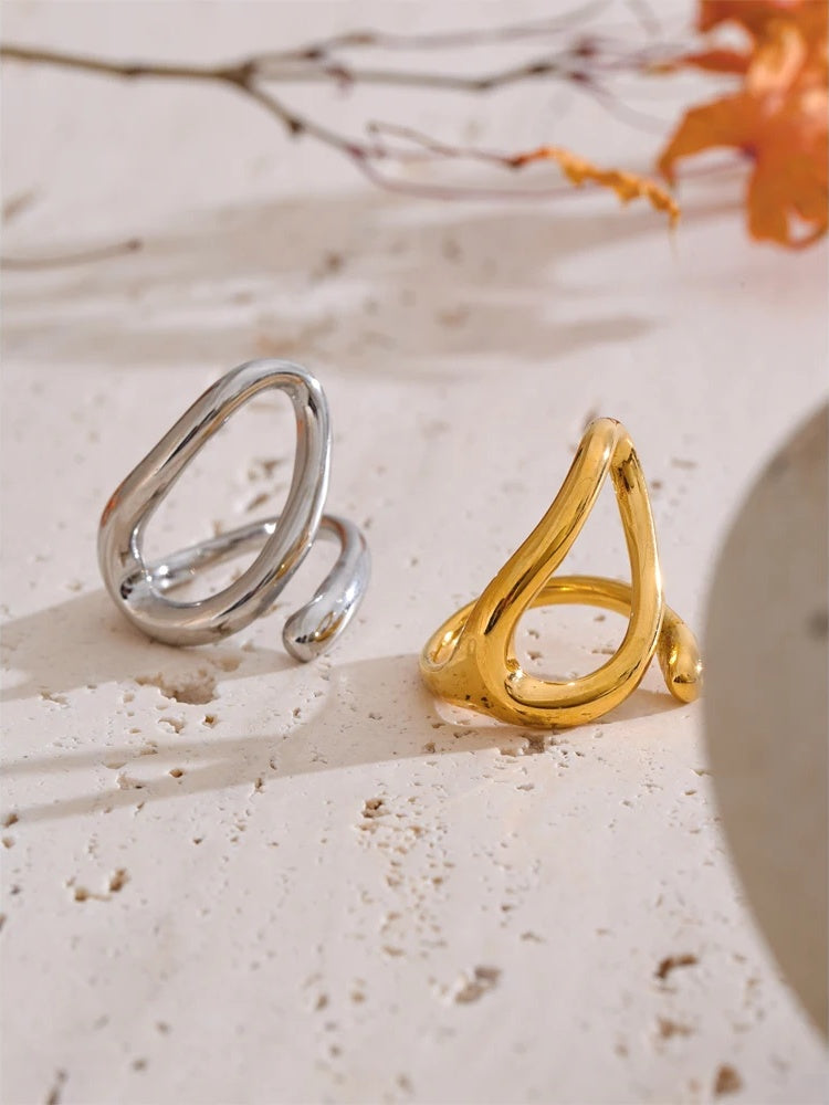 Minimalist abstract stainless steel daily ring - product image