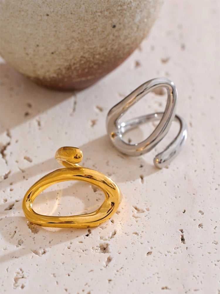 Minimalist abstract stainless steel daily ring - product image