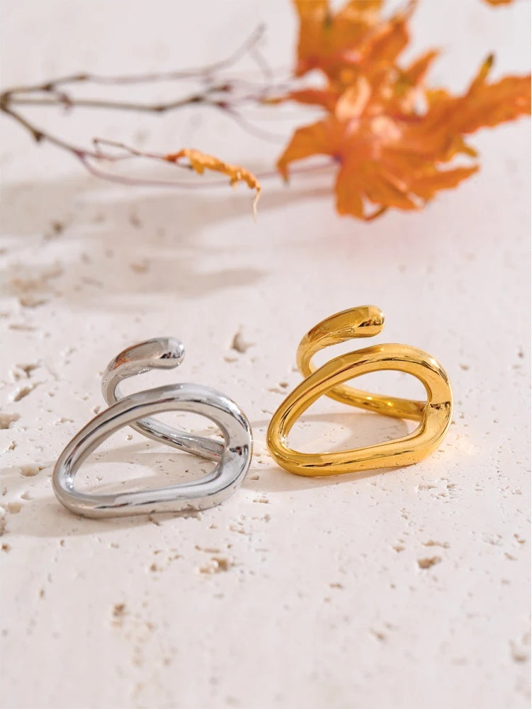 Minimalist abstract stainless steel daily ring - product image