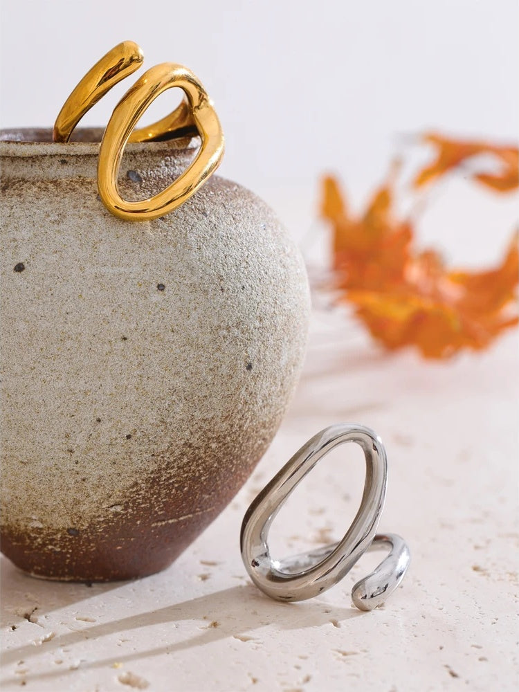 Minimalist abstract stainless steel daily ring - product image